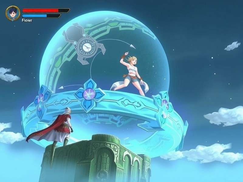 Four players cooperating in a Tower of Fantasy raid on Xbox, fighting a giant robotic boss