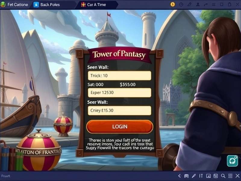 Tower of Fantasy character using futuristic interface for account login