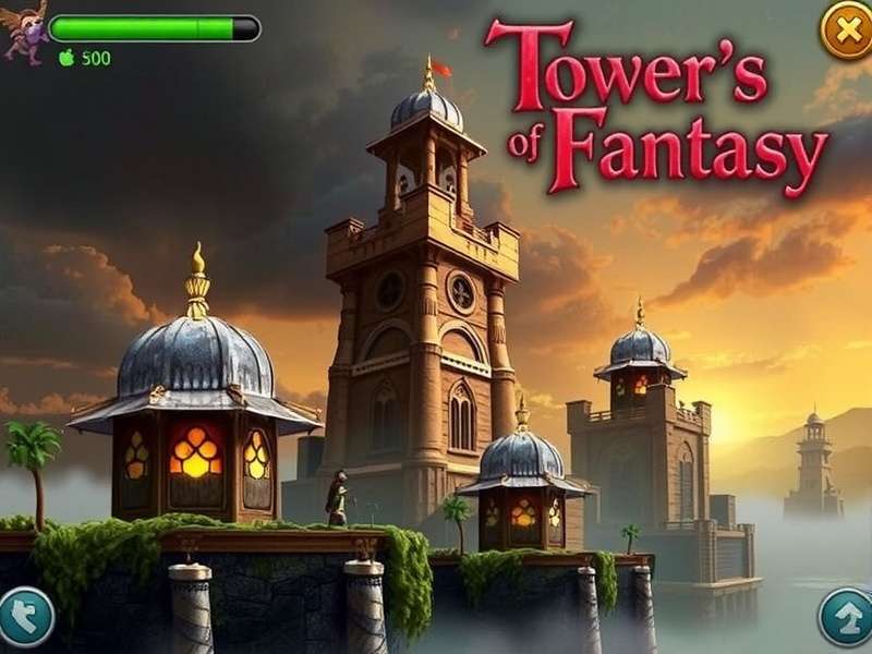 Tower of Fantasy gameplay scene showing characters in a vibrant sci-fi landscape