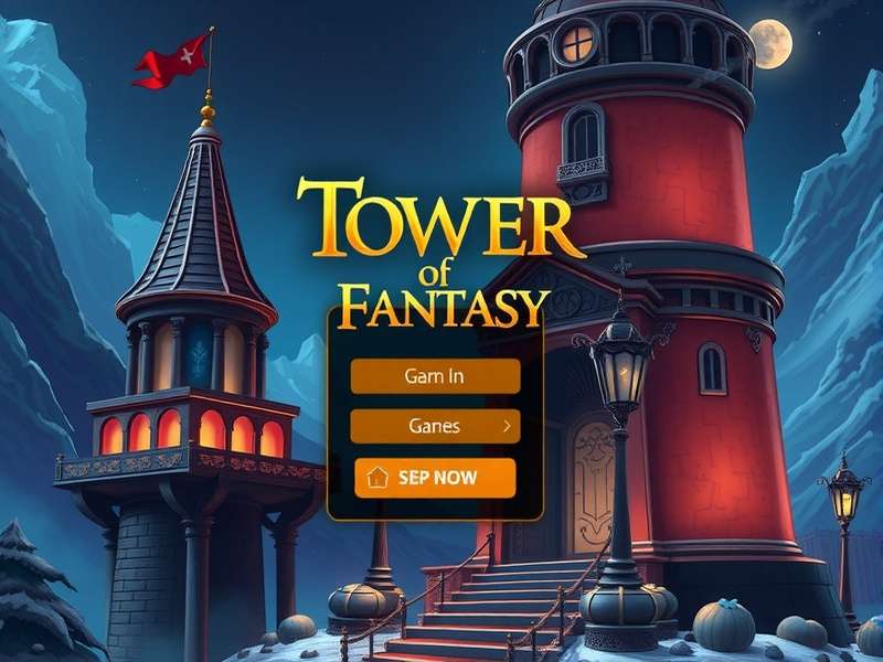 Tower of Fantasy login screen showcasing futuristic interface and background art