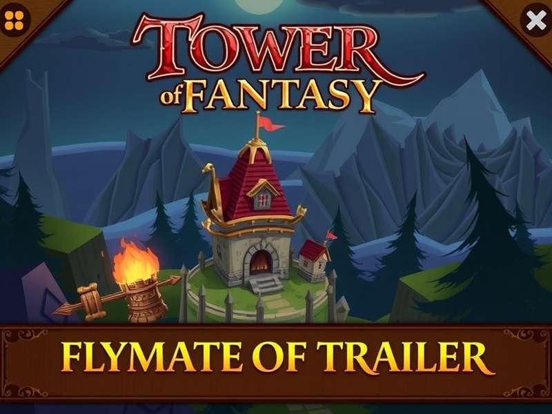 Tower of Fantasy cinematic trailer scene showing futuristic city with towering structures and glowing energy streams