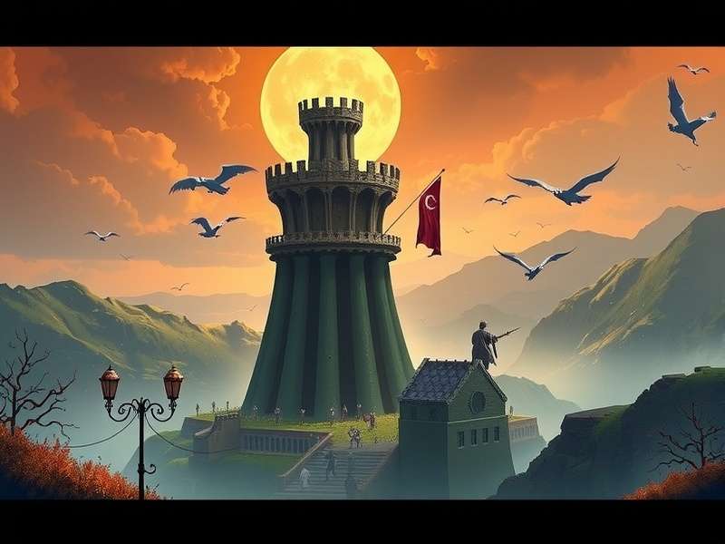 Tower of Fantasy game world artwork showcasing Aida landscape with futuristic towers and floating islands
